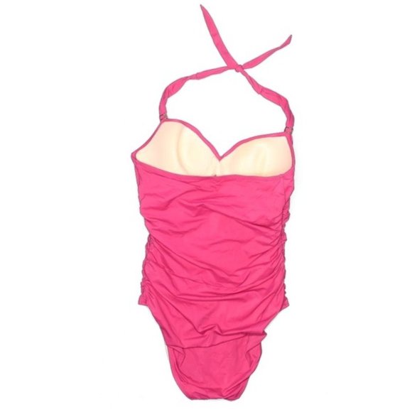 Victorias Secret FOREVER SEXY Ruched One Piece Swimsuit Pink Large Cup size C - Picture 6 of 10